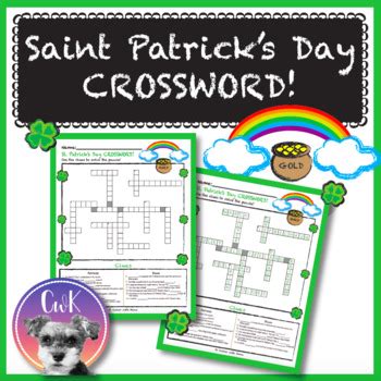 Dltk's crafts for kids st. St. Patrick's Day Crossword Puzzle! by cTc ChalkTeachCreate | TpT