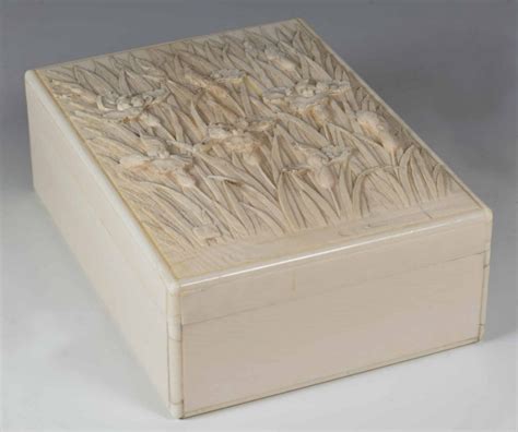 A Finely Carved Japanese Ivory Lidded Box By Kiyochika 455556