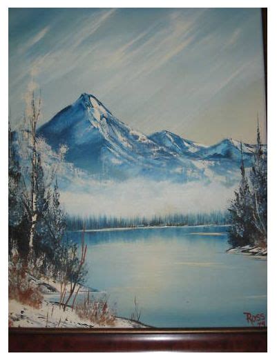 Large Bob Ross Original Signed Oil Painting On Canvas Trees Mountains