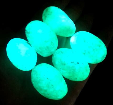 6pcs Beautiful Glowing Stones Glowed Green In The Dark Light 150g D2