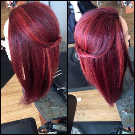 Vibrant Red Multidimensional Multitone Haircolor With