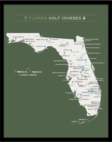 Florida Golf Ts For Men Map Of Florida Golf Courses Etsy
