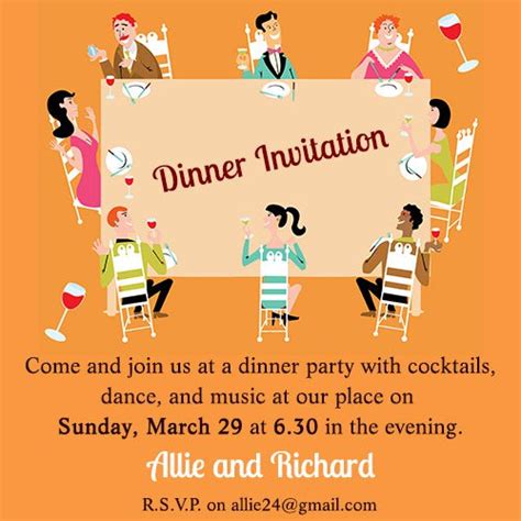 dinner party invitation wording