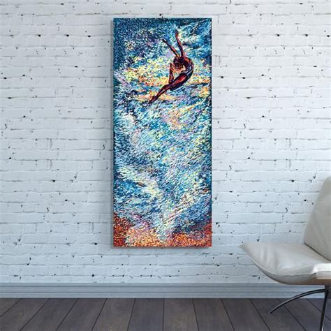 Canvas Print Art Vertical Huge Large Blue Abstract Wall Art Long Narrow