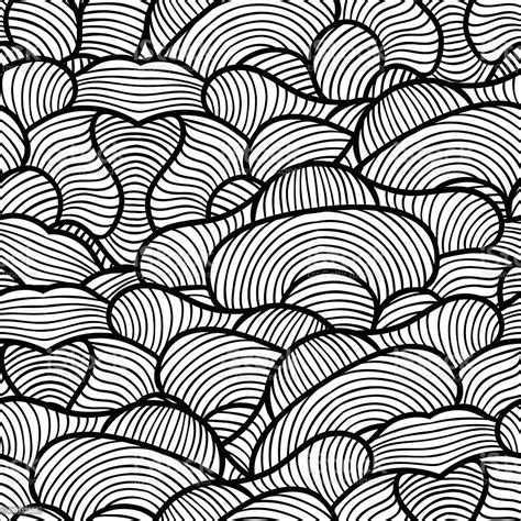 Seamless Pattern With Hand Drawn Waves Line Art Stock Illustration