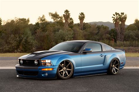 2005 Mustang Gt Ford Blue Modified Cars Wallpapers Hd Desktop