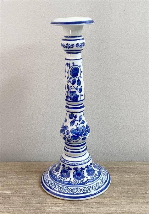 Blue White Ceramic Pillar Candle Holders Chinese