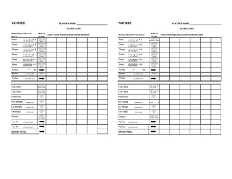Yahtzee Score Card Free Printable Calendar Printable
