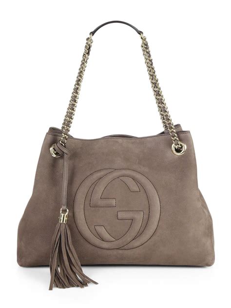 Gucci Soho Suede Shoulder Bag In Gray Lyst