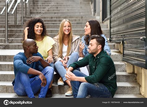 Group Of Friends Having Fun Together Outdoors — Stock Photo © Javiindy