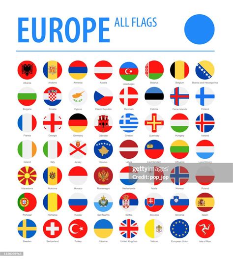 Europe All Flags Vector Round Flat Icons High Res Vector Graphic