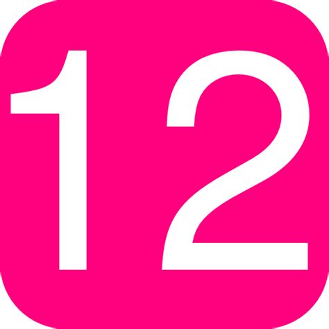 Hot Pink Rounded Square With Number 12 Clip Art At Vector
