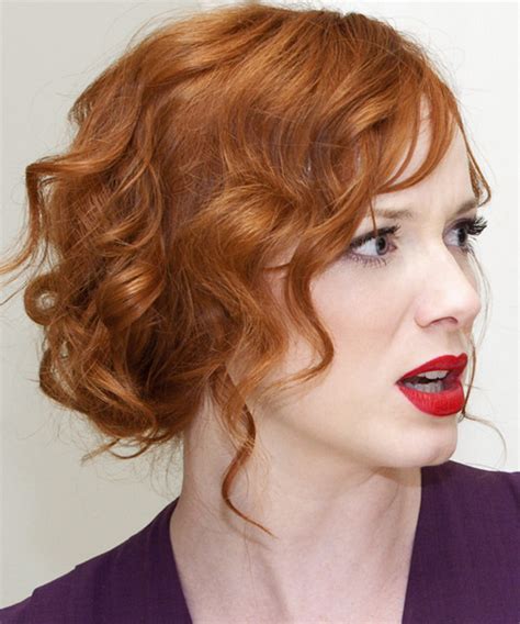 Christina Hendricks Long Curly Formal Updo Hairstyle Light Ginger Red Hair Color