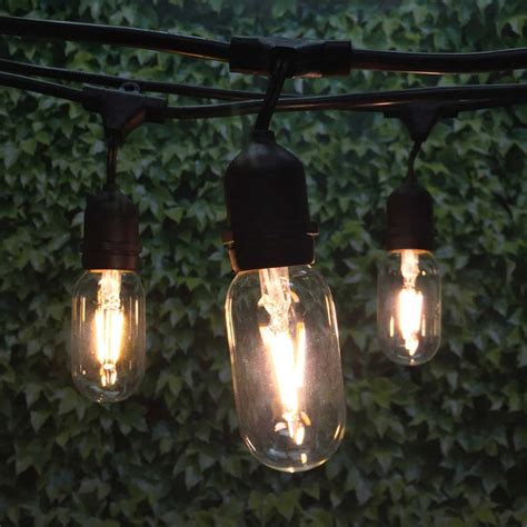 Vintage Outdoor String Lights 100 Black And Led G80 Edison Bulbs