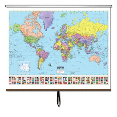 World Advanced Political Classroom Wall Map On Roller Ebay