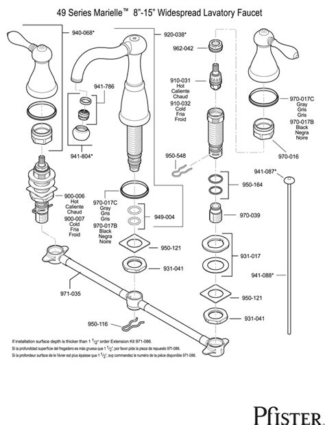 Replacement faucet handle parts (47). 49 Series Marielle