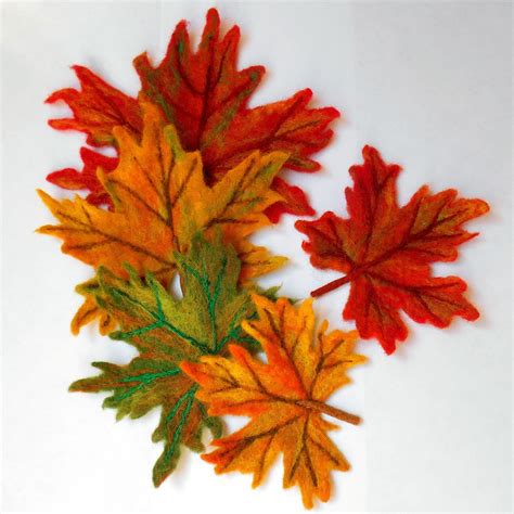 Thanksgiving Decor Set Of 5 Felt Leaves Fall Colors Autumn Etsy