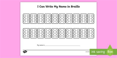My Name In Braille Worksheet Teacher Made