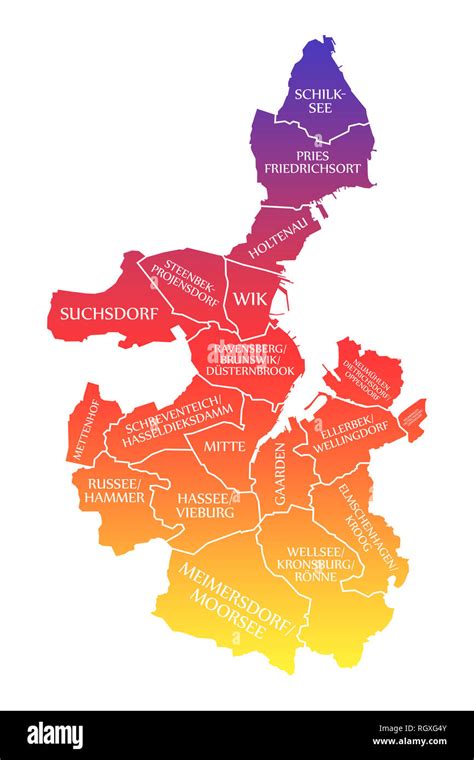 Kiel City Map Germany De Labelled Rainbow Colored Illustration Stock