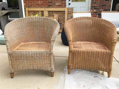 Any suggestions on how and what kind of paint to use on them? How to Re-Coat Wicker Furniture - Shades of Blue Interiors