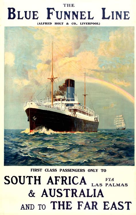 Shippers of poles in china co ltd mail. Norman Wilkinson - Original Blue Funnel Line Cruise Ship Poster For South Africa Australia Far ...