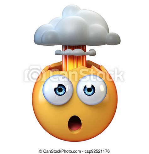 Mind Blown Emoji Exploding Head Emoticon On White Background 3d