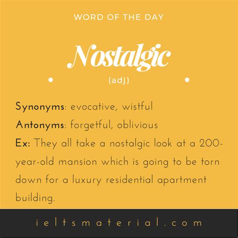 Nostalgic Word Of The Day For Ielts Writing And Speaking