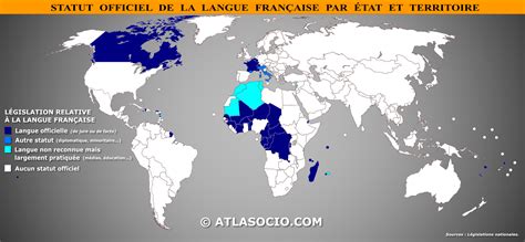 Carte Du Monde États Et Territoires Ayant Le Français Pour Langue
