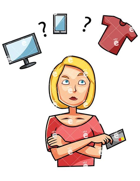 Woman Trying To Make A Buying Decision Cartoon Vector Clipart