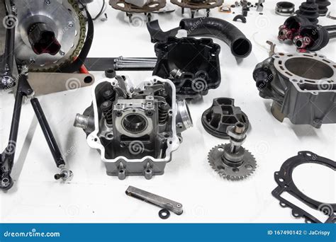 Sports Car Engine Parts On The Table Assembling Of Vehicle Engine Car