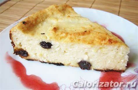 Творожная запеканка с изюмом на сметане - калорийность, состав Картинка - Творожная запеканка с изюмом на сметане - калорийность, состав