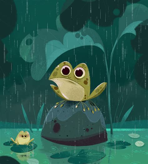 The Frog In The Pond On Behance Frog Illustration Book Illustration