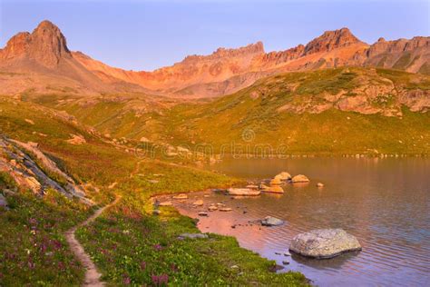 Ice Lake In The San Juan Mountains At Sunrise Stock Image Image Of