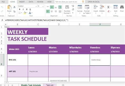 Excel Weekly Schedule Template With Tasks