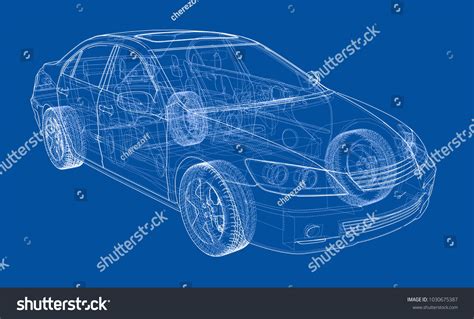 Stock vektor Skica auta Vektorové vykreslování 3D Styl bez