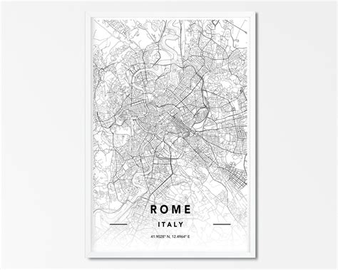 Rome City Map Print Custom Map Print Rome Map Rome Map Posterrome