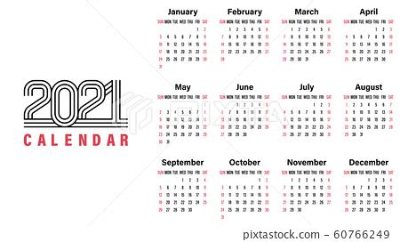 Plus, an overview with all calendar weeks (cw) in 2021 and a calendar with all cw (calendar weeks) in 2021. 2021 Calendar Template Simple Design - 스톡일러스트 [60766249 ...