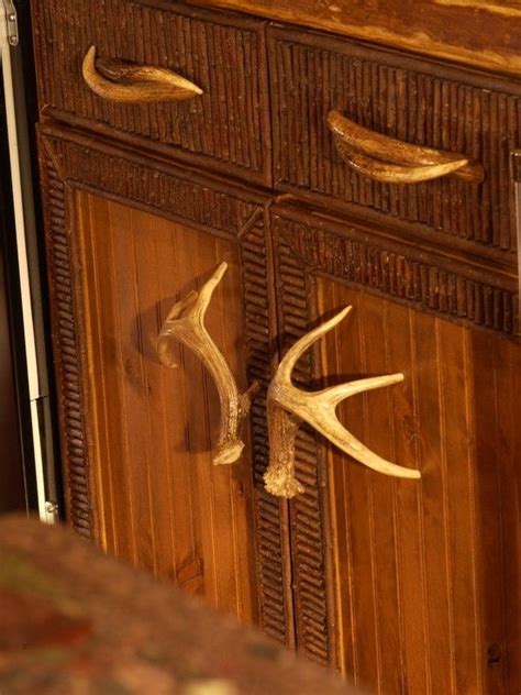 5 real deer antler cabinet handle, drawer pulls hardware cabin log home decor. 84 best images about house stuff on Pinterest | Rustic ...