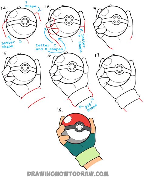 How To Draw Pokeball In Ashs Hand Step By Step Pokemon Drawing