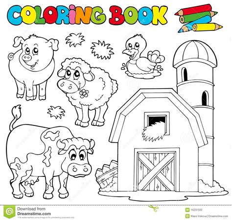 Coloring Book With Farm Animals 1 Stock Vector