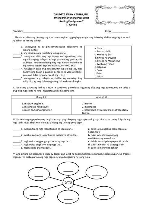Araling Panlipunan Activity Sheets Grade 1