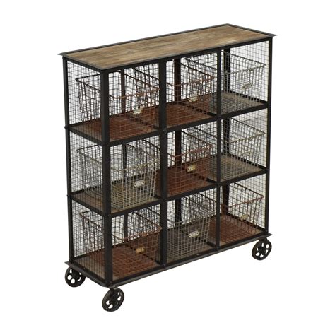 32 Off Crestview Collection Industrial Bookcase With Baskets Storage