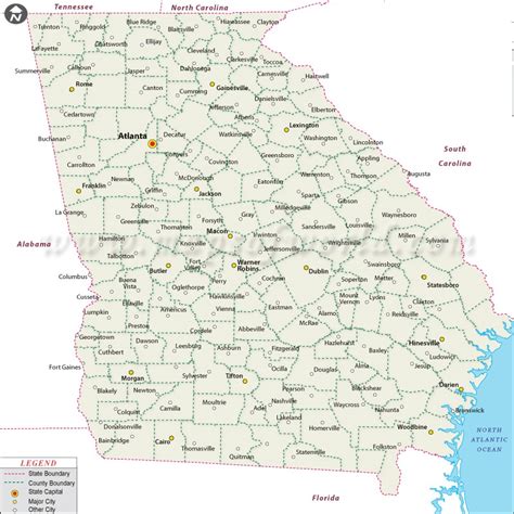 Map Of Georgia State Map Of Usa