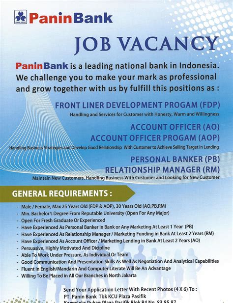 In candidates who are seeking for bsc jobs 2019 can get the latest govt job vacancies for both. Job Vacancy Panin Bank | Swiss German University - Alumni ...