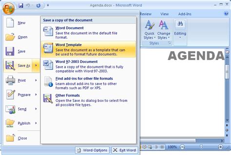 Ms Word 2007 Create A Template From An Existing Document 550