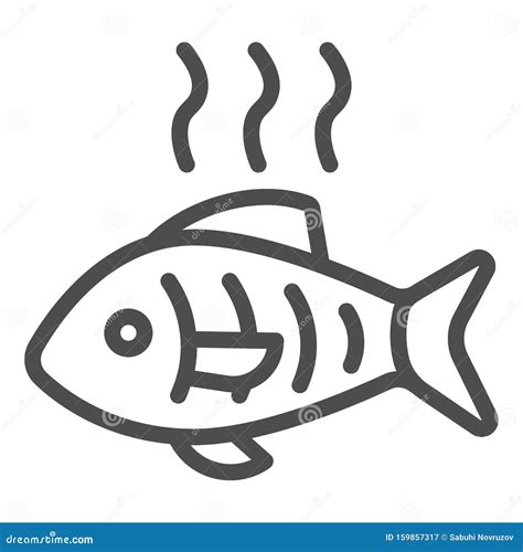 Icono De LÃ­nea De Pescado Caliente Dibujo Vectorial De Pescado A La