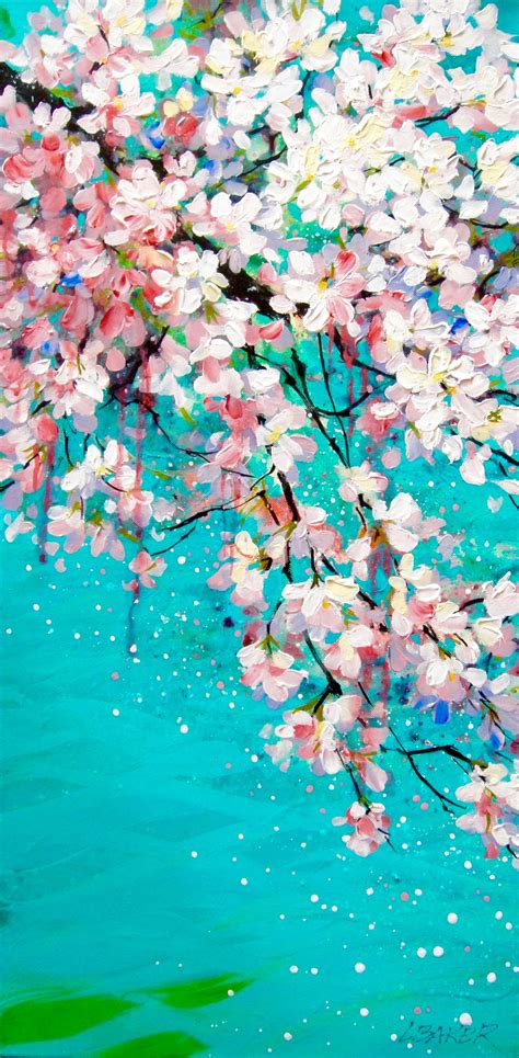 Cherry Blossom By Louise Baker Fine Art Impressionist Paintings Acrylic