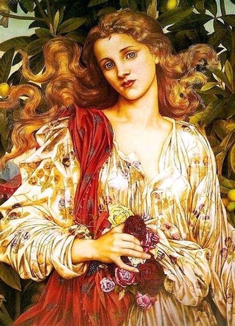 Lady Flora Goddess Of Blossoms And Flowers Detail Evelyn De Morgan Pre