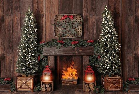 Your office christmas party can continue this year—on zoom. Brown Wooden Photography Backdrops Christmas Fireplace ...