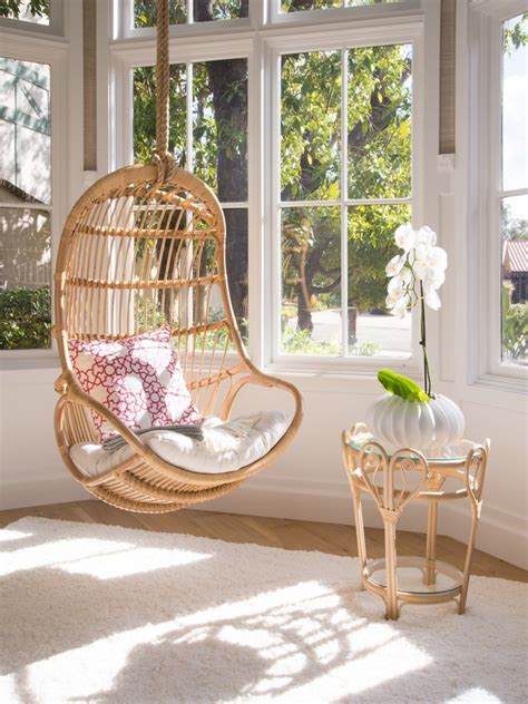 Natural Rattan Hanging Swing Chair Perfect For Bedroom Hanging Chairs